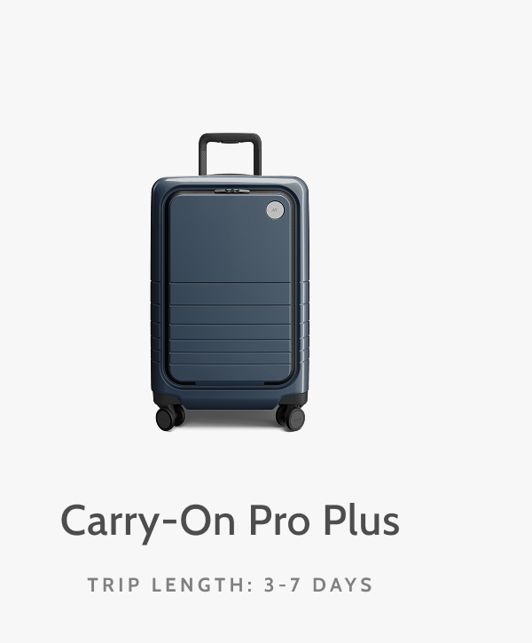 Carry-On Pro Plus. Trip length: 3-7 days.