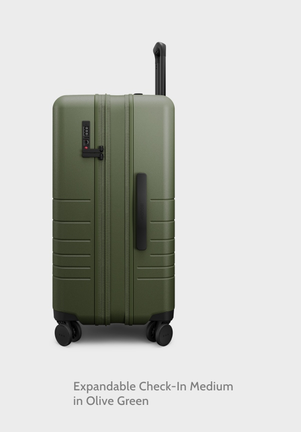 Expandable Check-In Medium in Olive Green. 