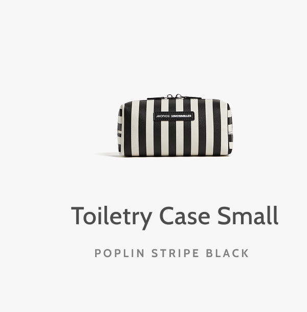 Toiletry Case Small. Poplin Stripe Black.