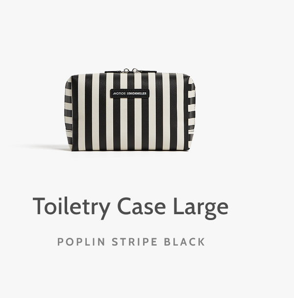 Toiletry Case Large. Poplin Stripe Black.