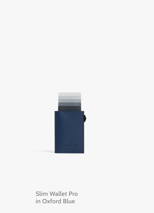 Slim Wallet Pro in Oxford Blue.