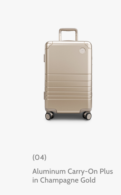 (04) Aluminum Carry-On Plus in Champagne Gold.