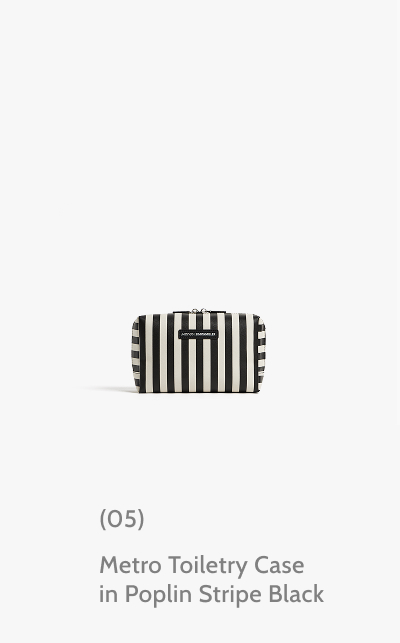 (05) Metro Toiletry Case in Poplin Stripe Black.