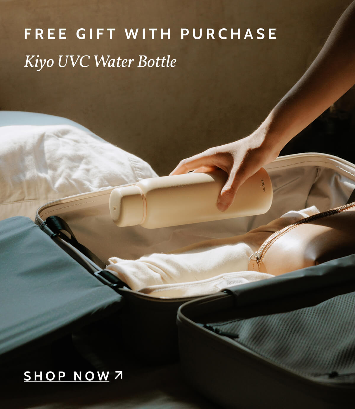 Free gift with purchase. Kiyo UVC Water Bottle. Shop now.