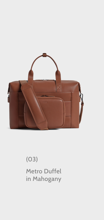 (03) Metro Duffel in Mahogany.