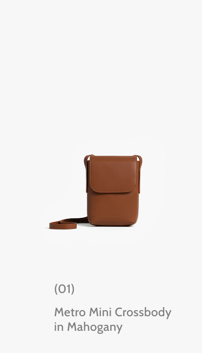 (01) Metro Mini Crossbody in Mahogany.