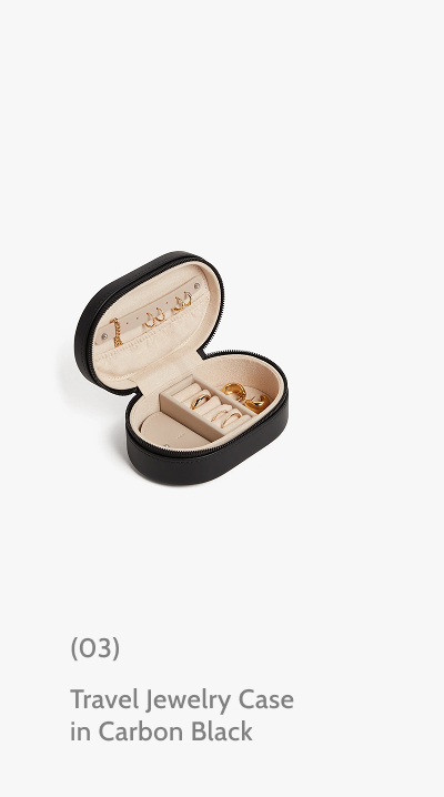 (03) Travel Jewelry Case in Carbon Black.