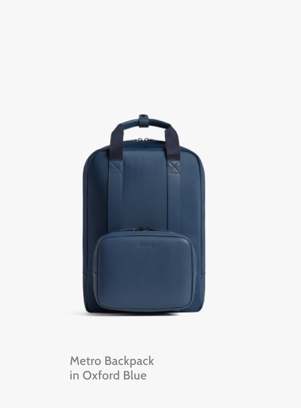 Metro Backpack in Oxford Blue.