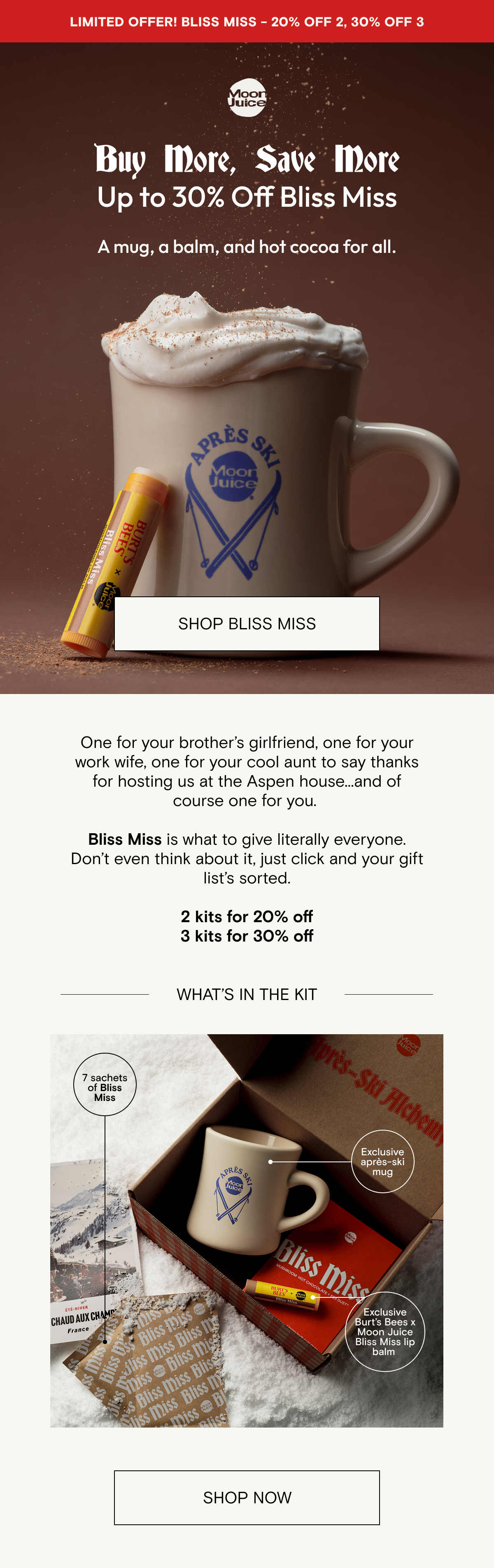 Buy More, Save More - up to 30% off our limited edition Bliss Miss kit