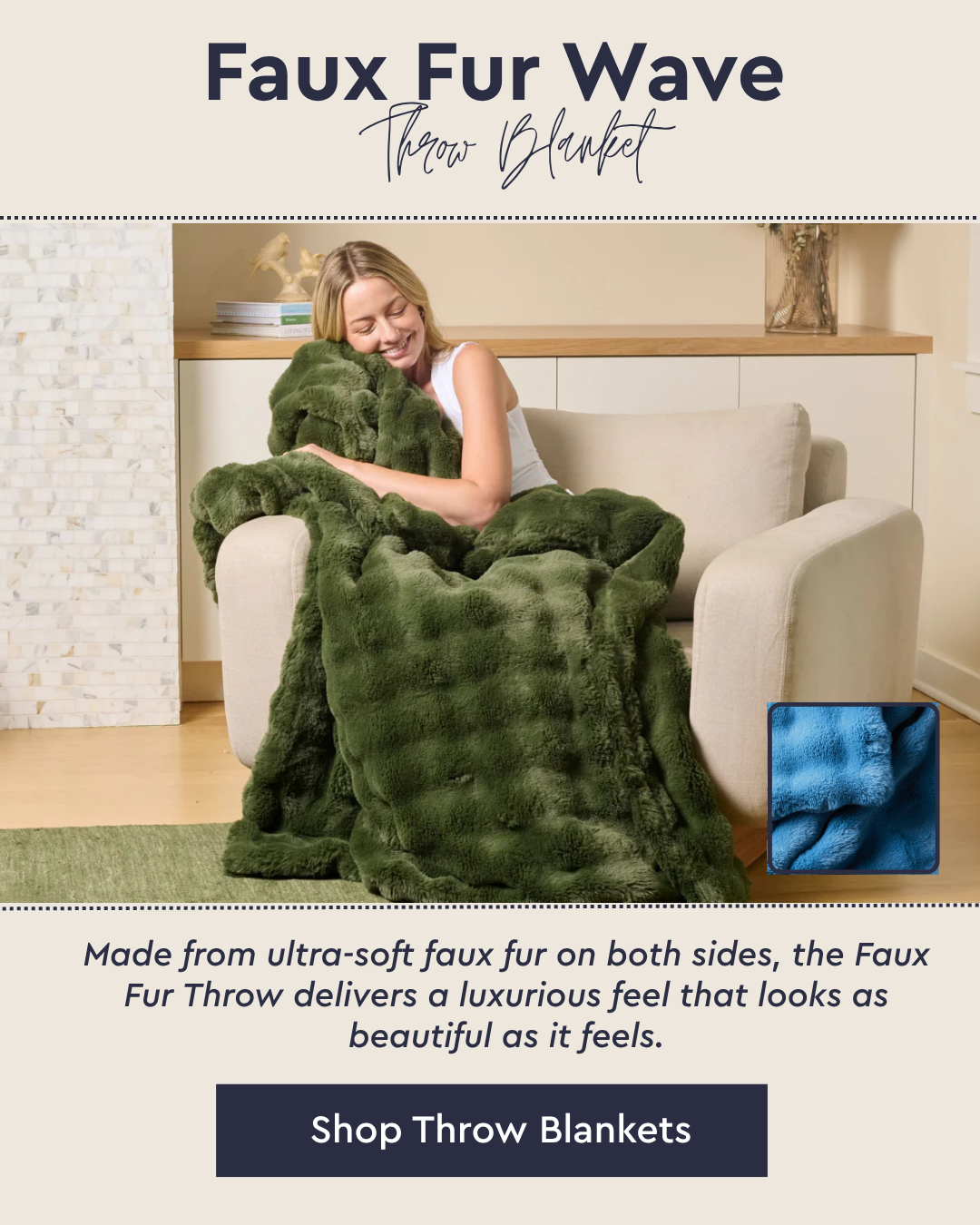 Faux Fur Wave Throw Blanket
