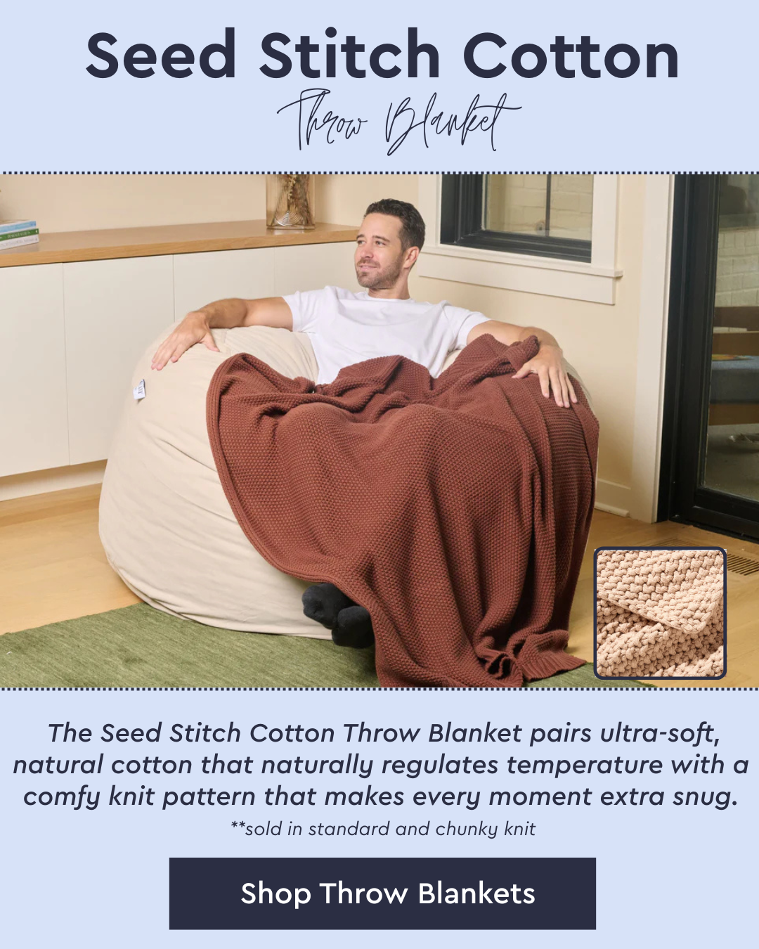 Seed Stitch Cotton Throw Blanket