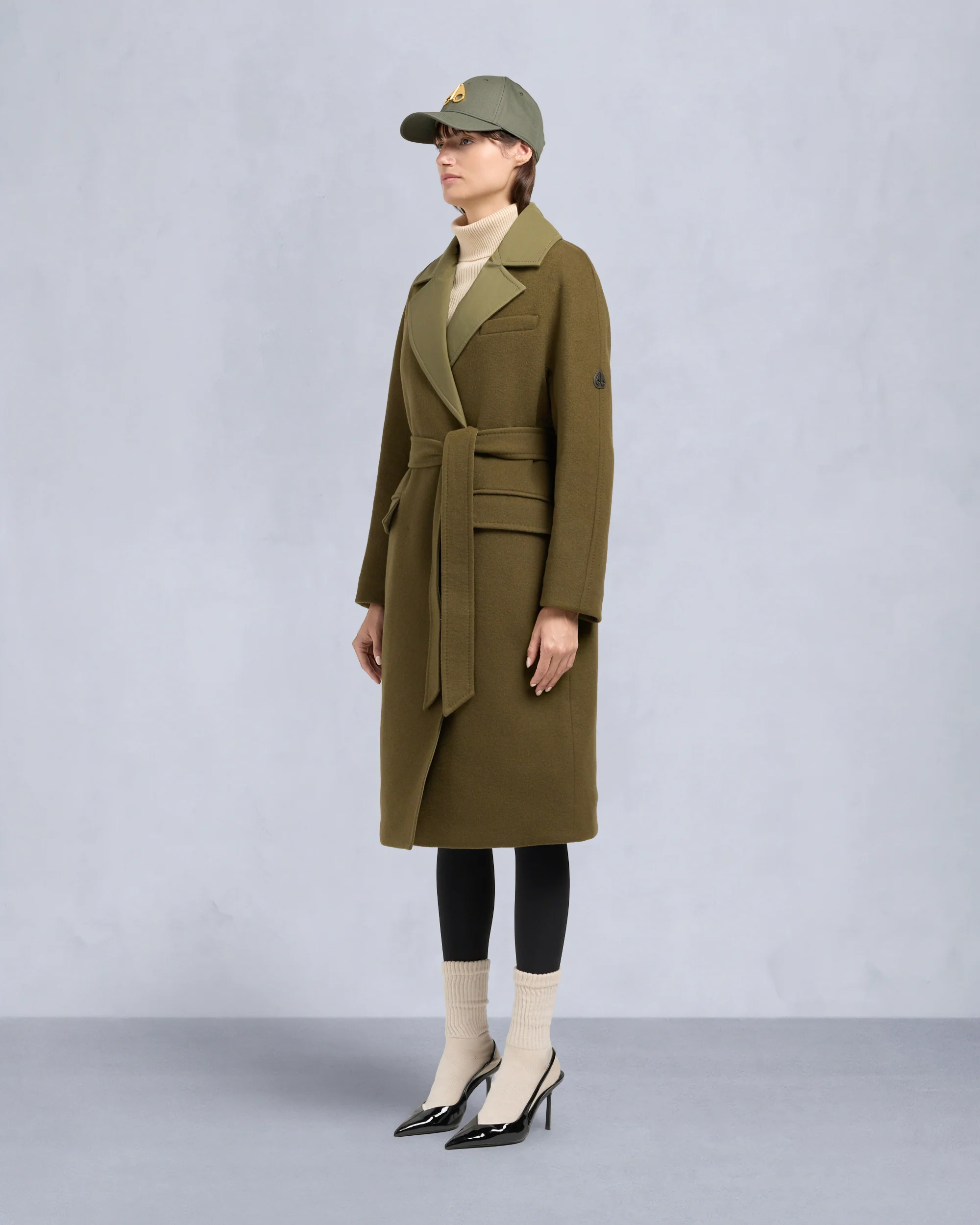 Image of LAFLEUR WOOL LONG WRAP COAT-MARSH
