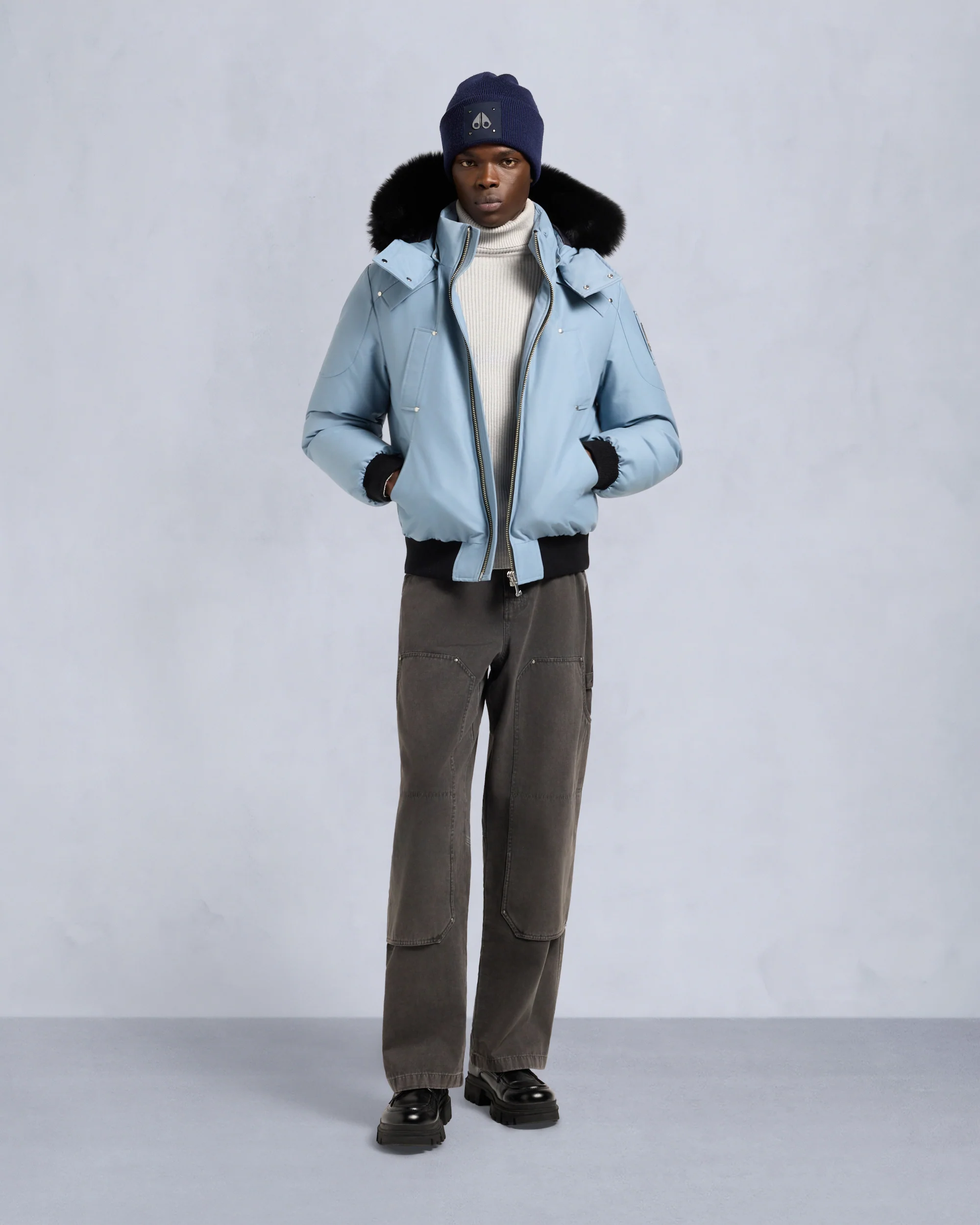 Image of ORIGINAL BALLISTIC NEOSHEAR BOMBER JACKET-BLUESTONE/BLACK