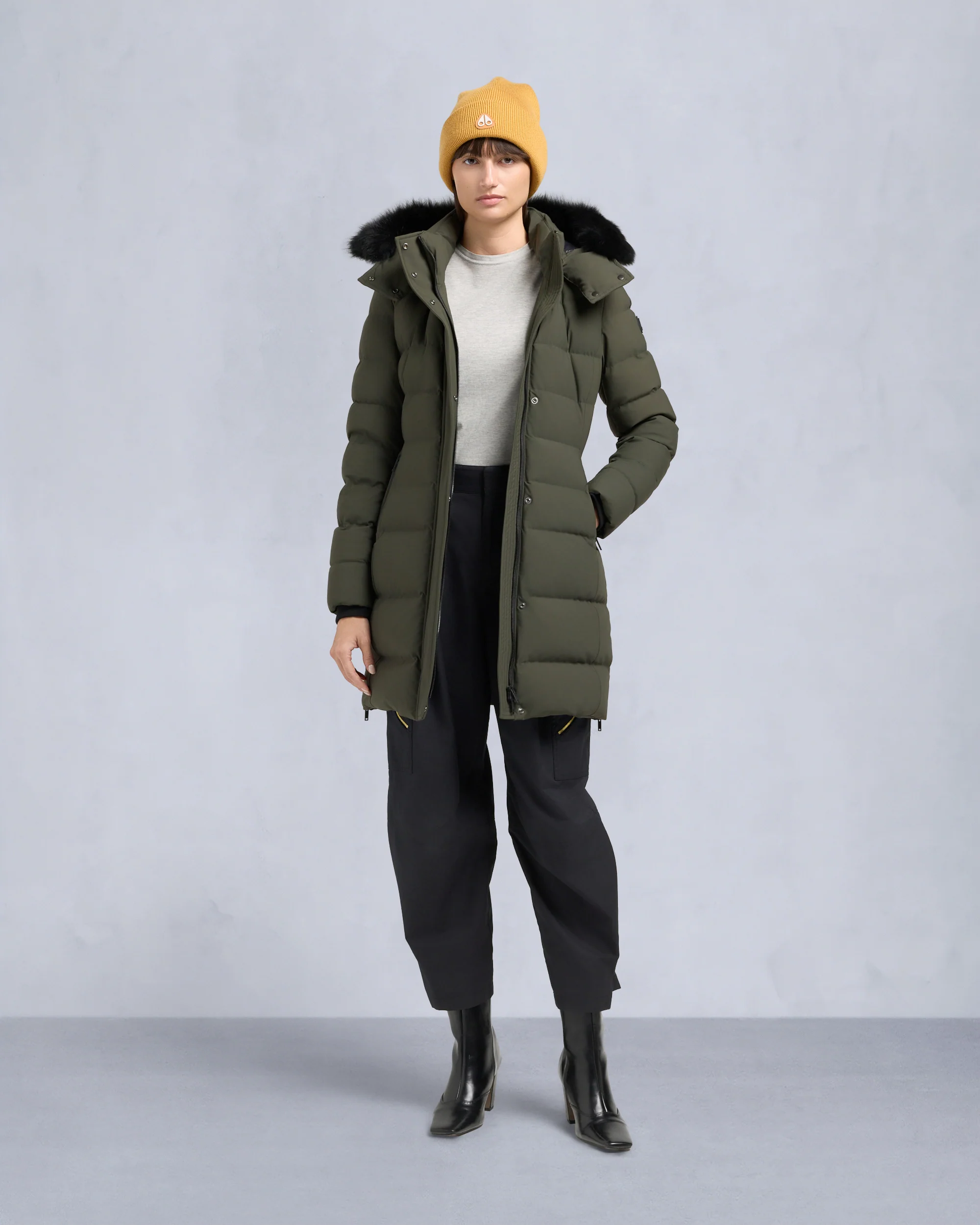 Image of NYLUXE WATERSHED 3 PARKA-DARK OLIVE/BLACK