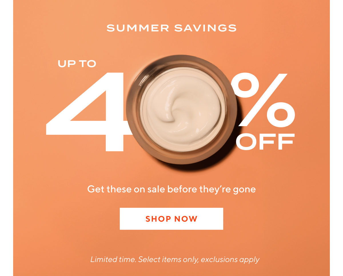 Up to 40% off select skincare