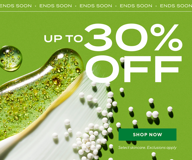 Up to 30% off select skincare
