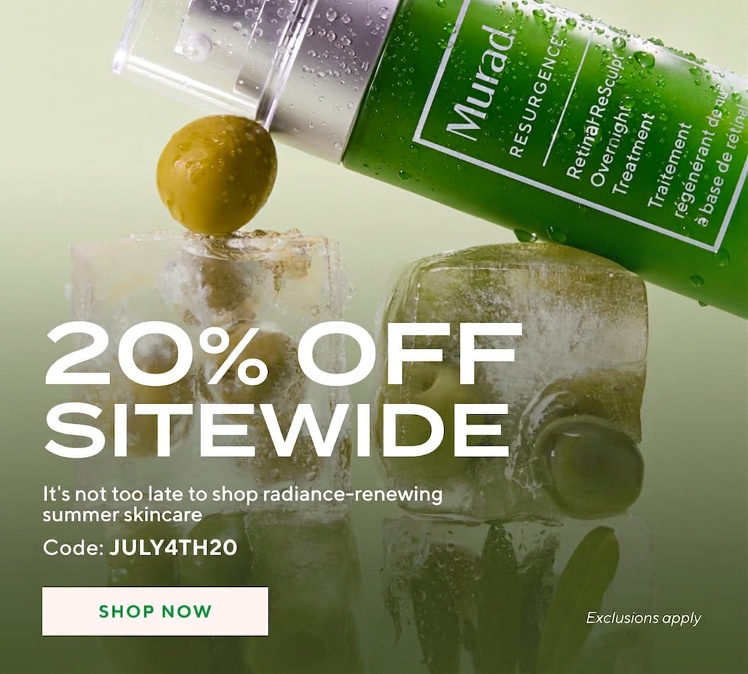 20% off Murad skincare with code JULY4TH20.