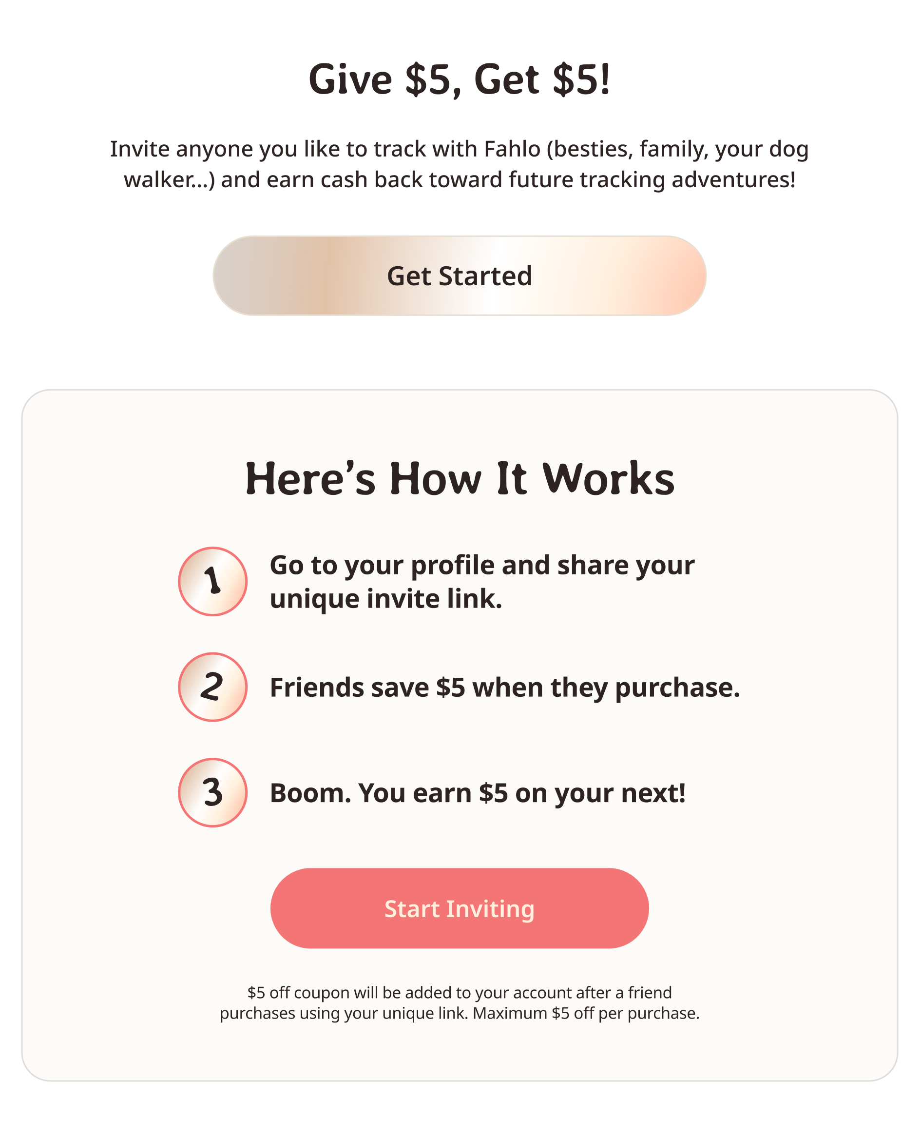 Get started today and get $5!