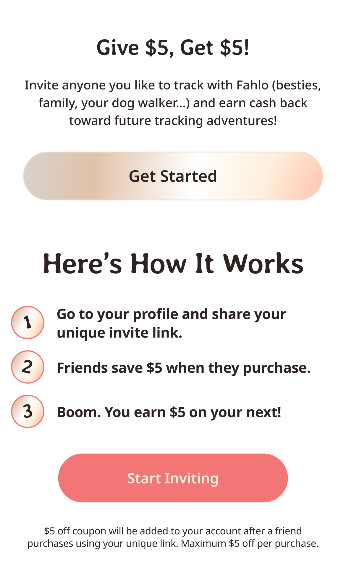 Get started and get $5 today!