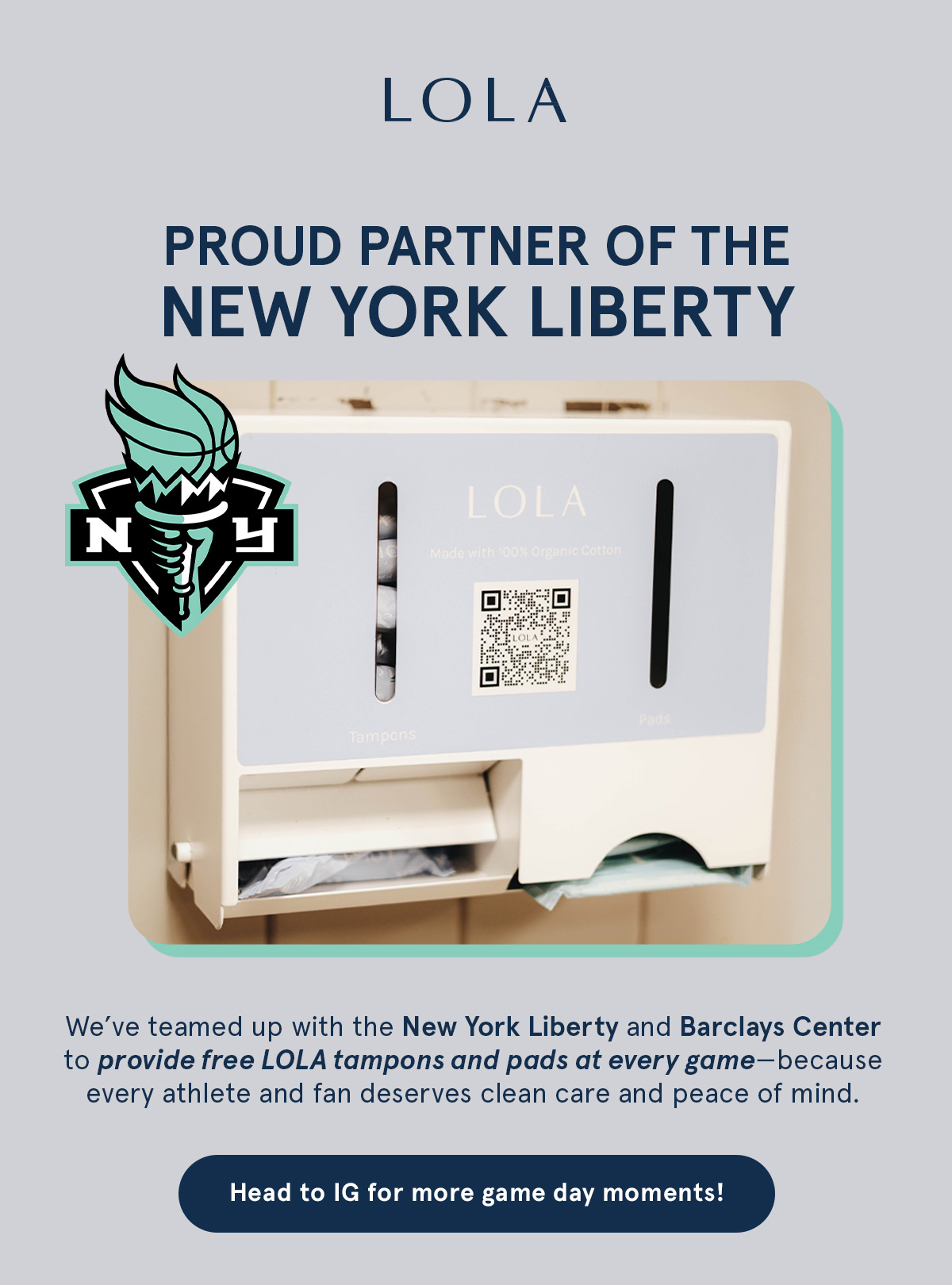 LOLA is a proud partner of the New York Liberty. Head to IG for more game day moments!