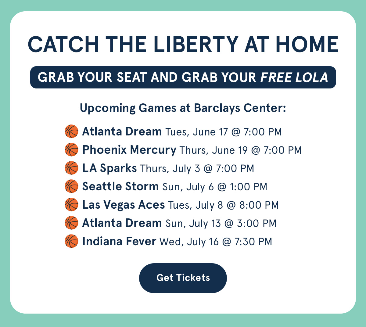 Catch the Liberty at home and get tickets. 