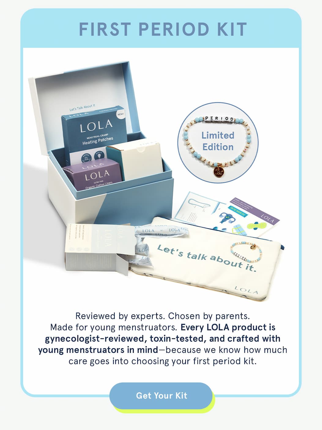 First Period Kit made for young menstruators.
