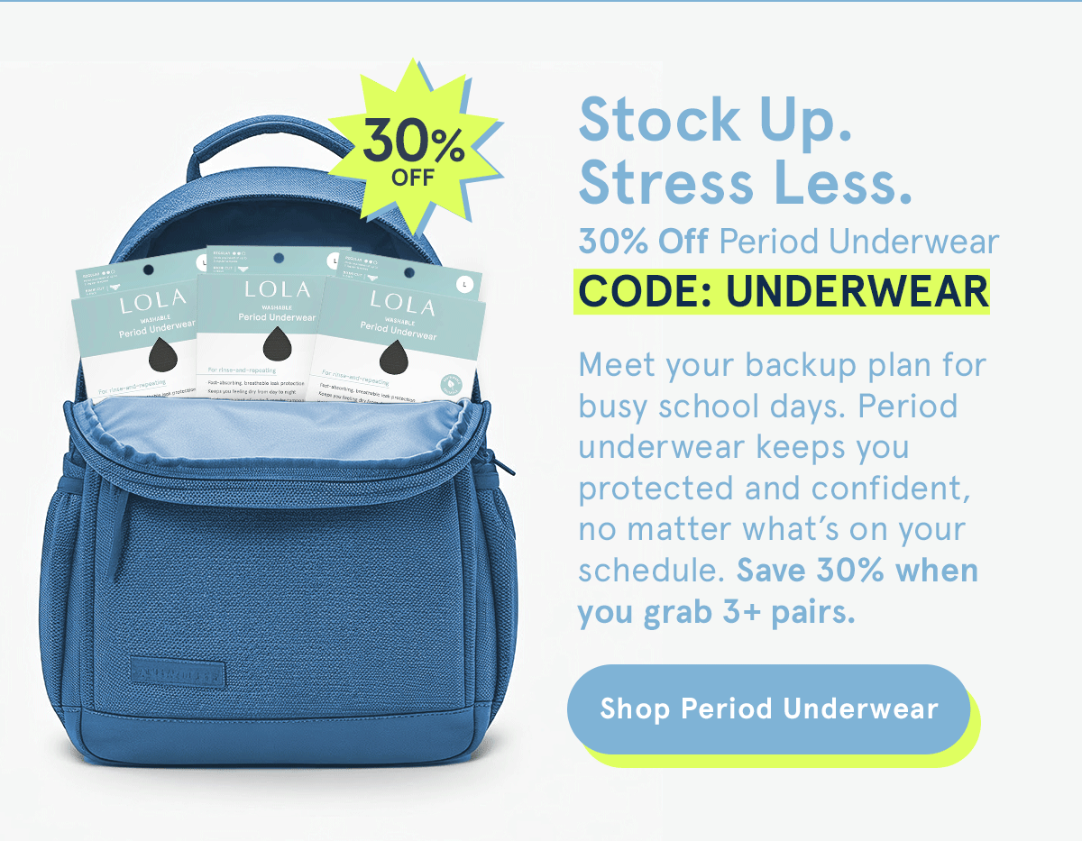 30% Off Period Underwear with code UNDERWEAR