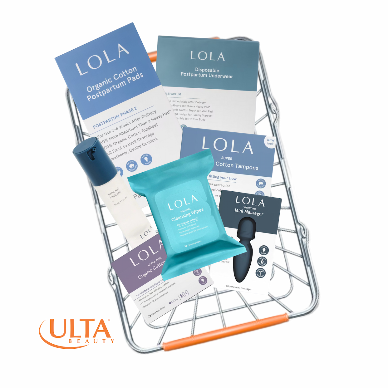 Ulta basket with LOLA products in it. 
