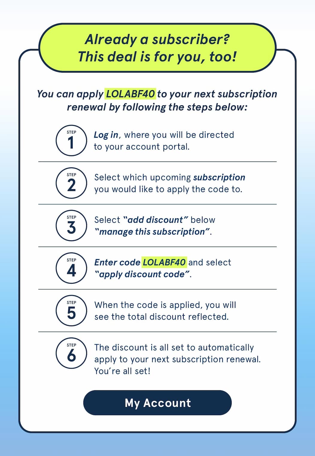 Already a subscriber? This deal is for you, too! 
