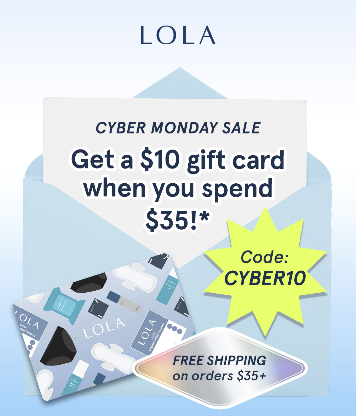 Cyber Monday Sale: Get a $10 gift card when you spend $35
