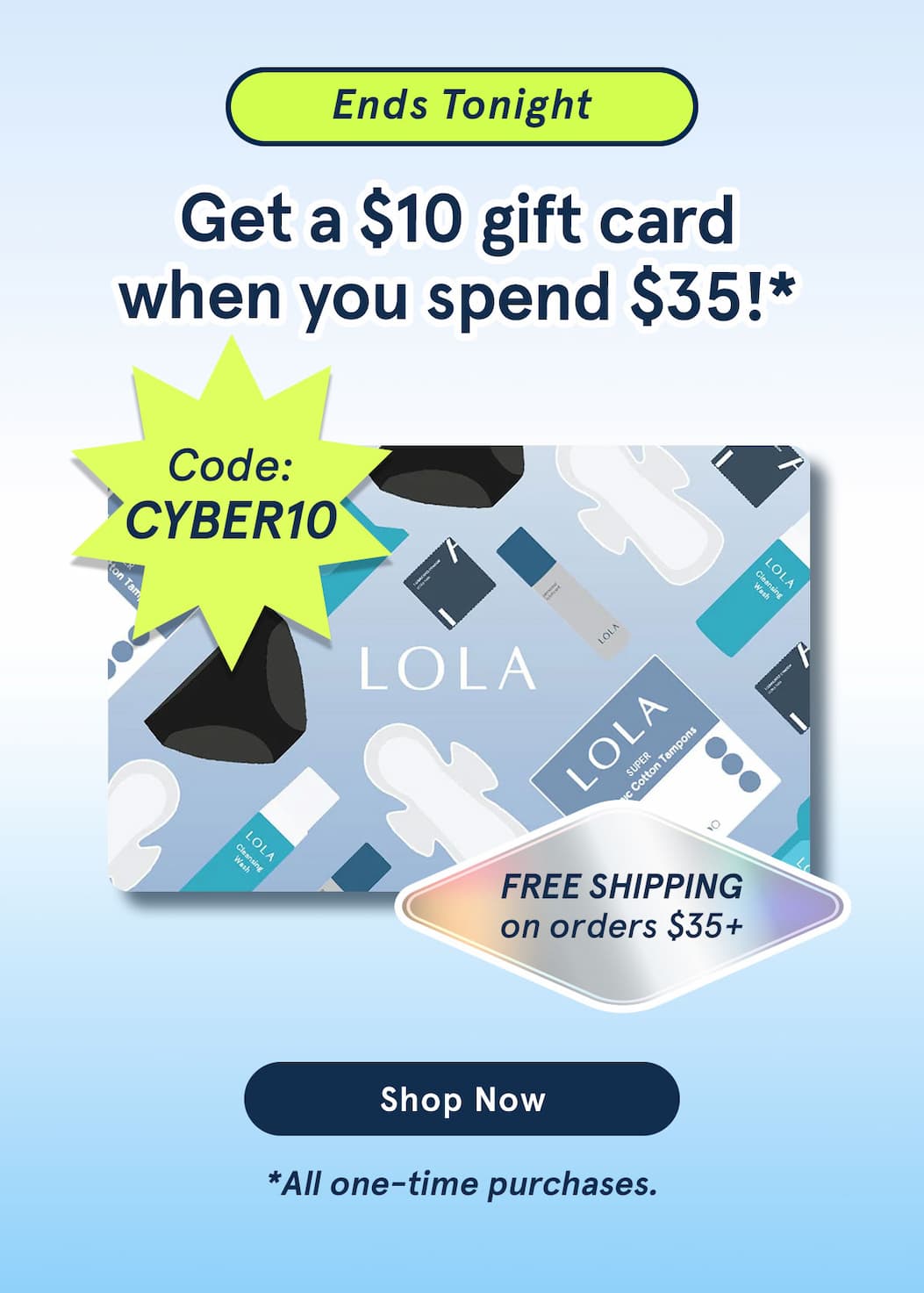 Cyber Monday Sale: Get a $10 gift card when you spend $35