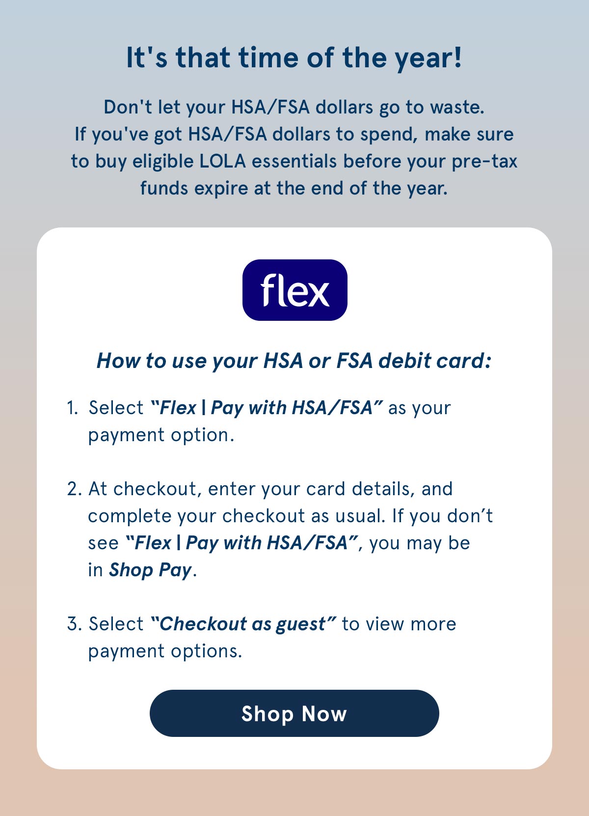 Don't let your HSA/FSA dollars go to waste. 
