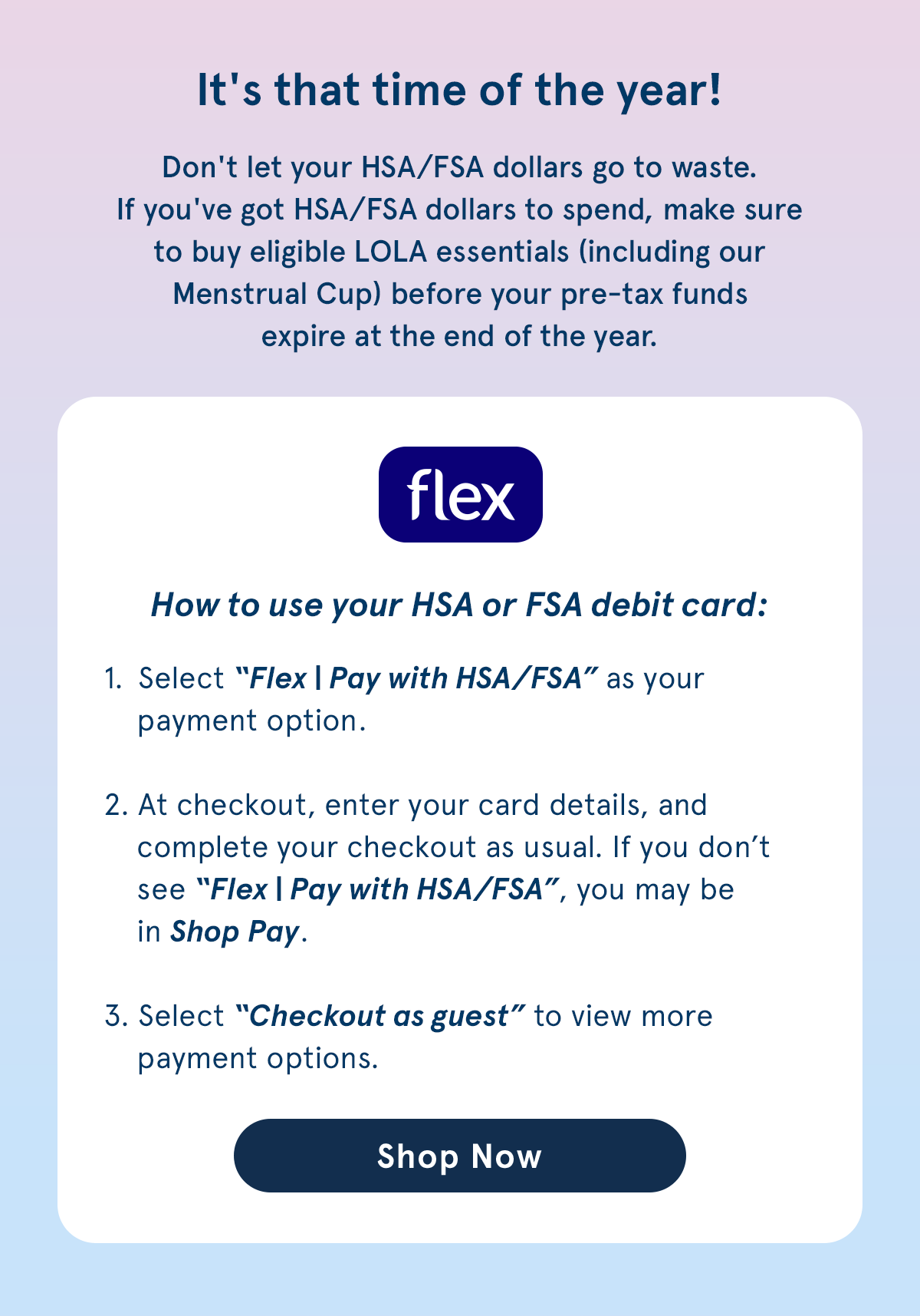 Don't your HSA/FSA dollars go to waste. 
