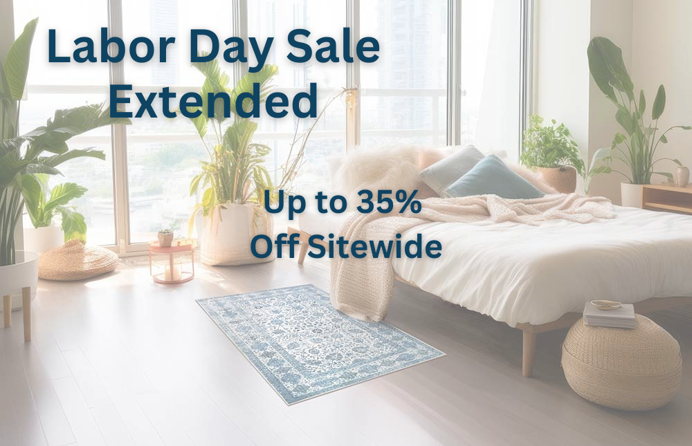 My Magic Carpet Labor Sale Extended featuring the Lerik blue rug