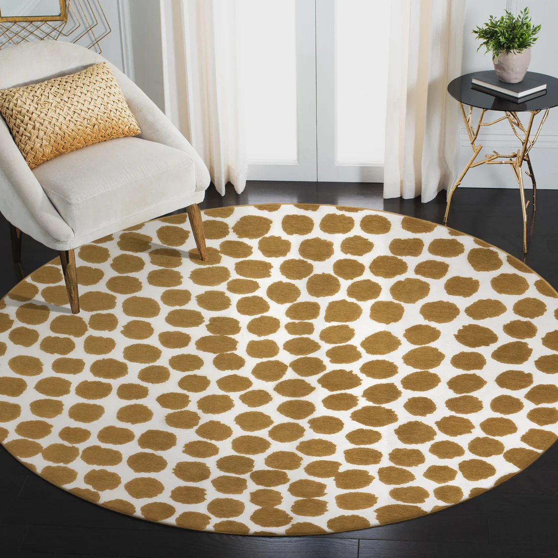 My Magic Carpet puff dotty honey beige 6x6 round rug
