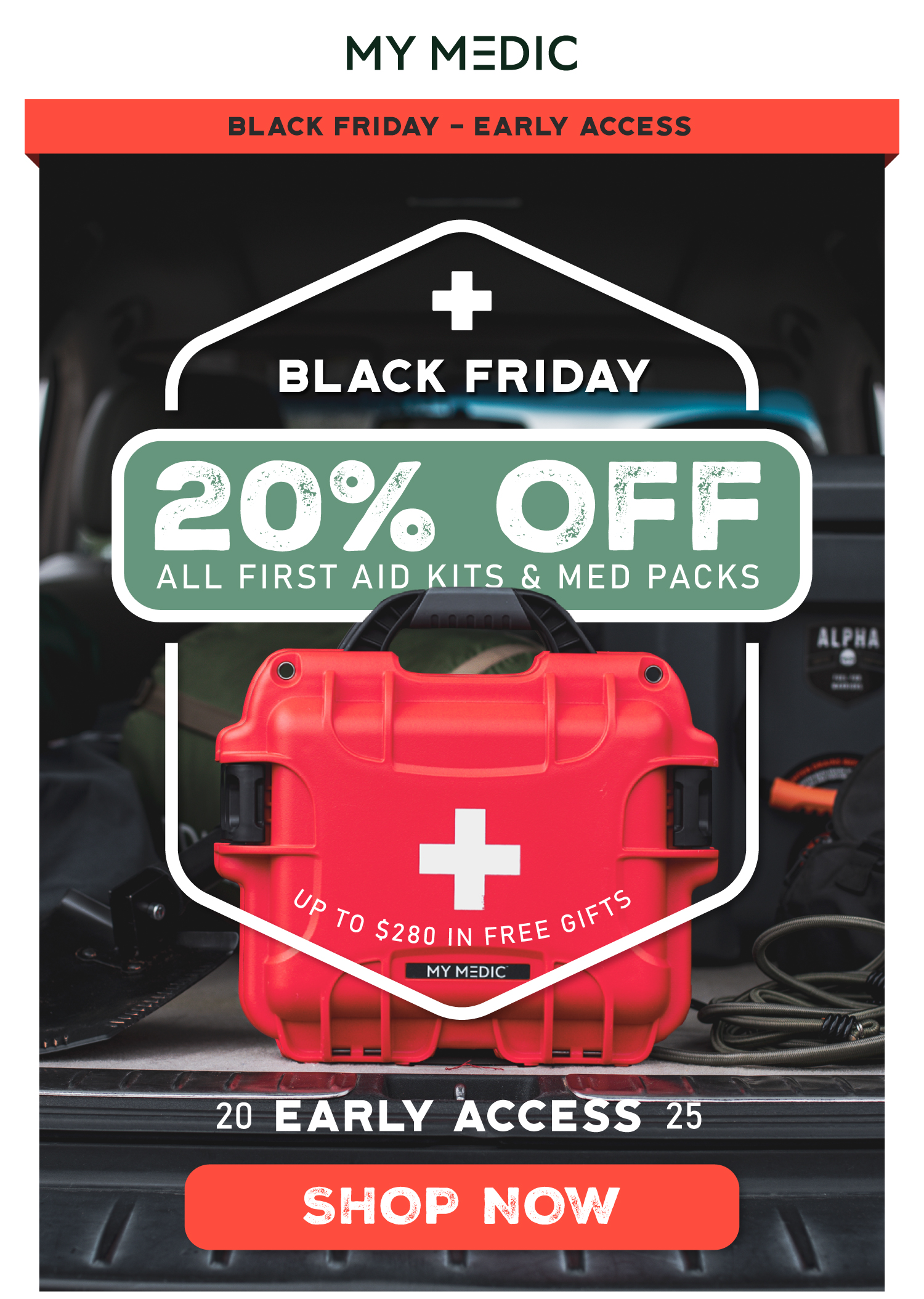 20% off all first aid kits and med packs