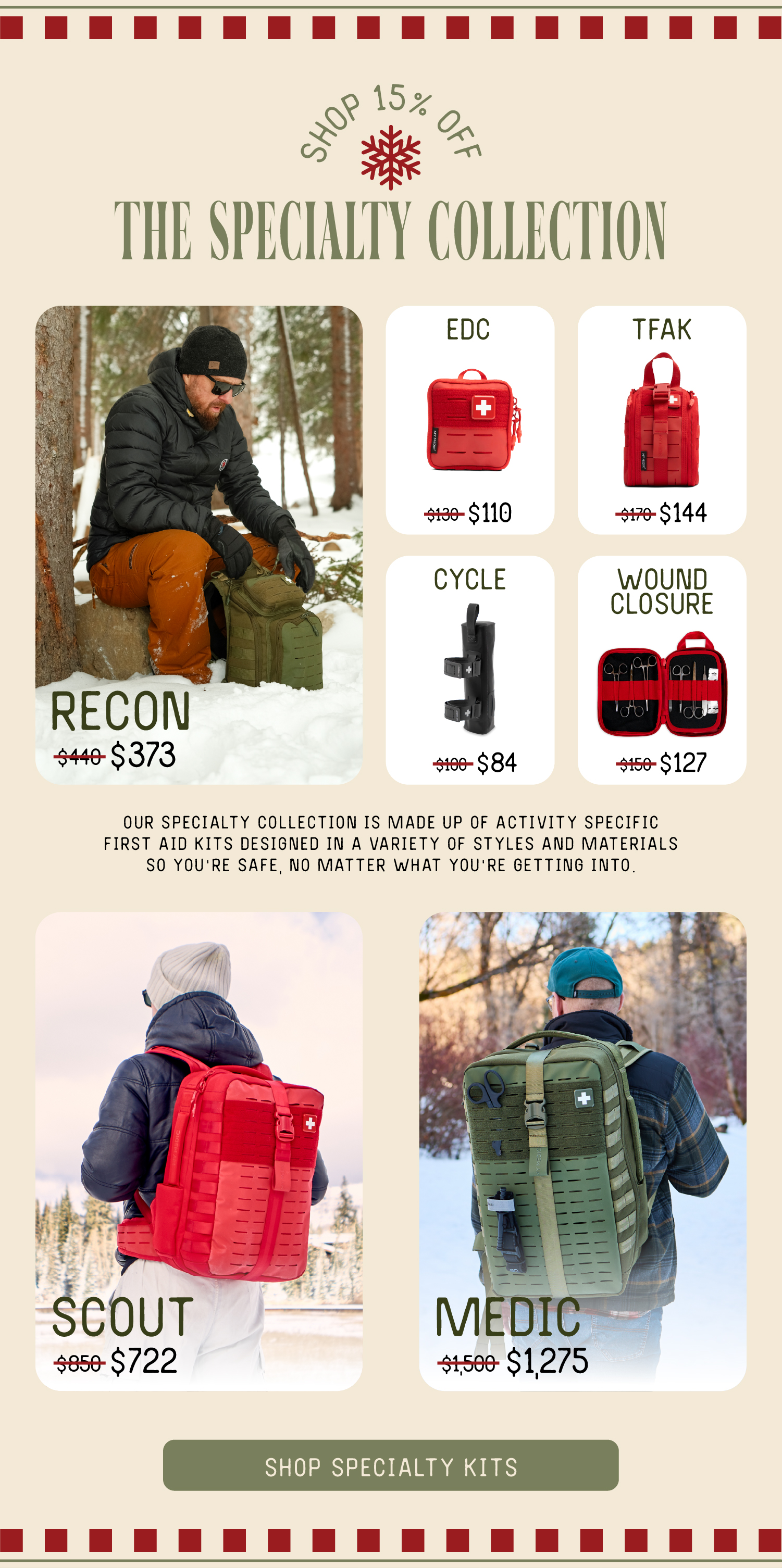 15% off Specialty First aid kits