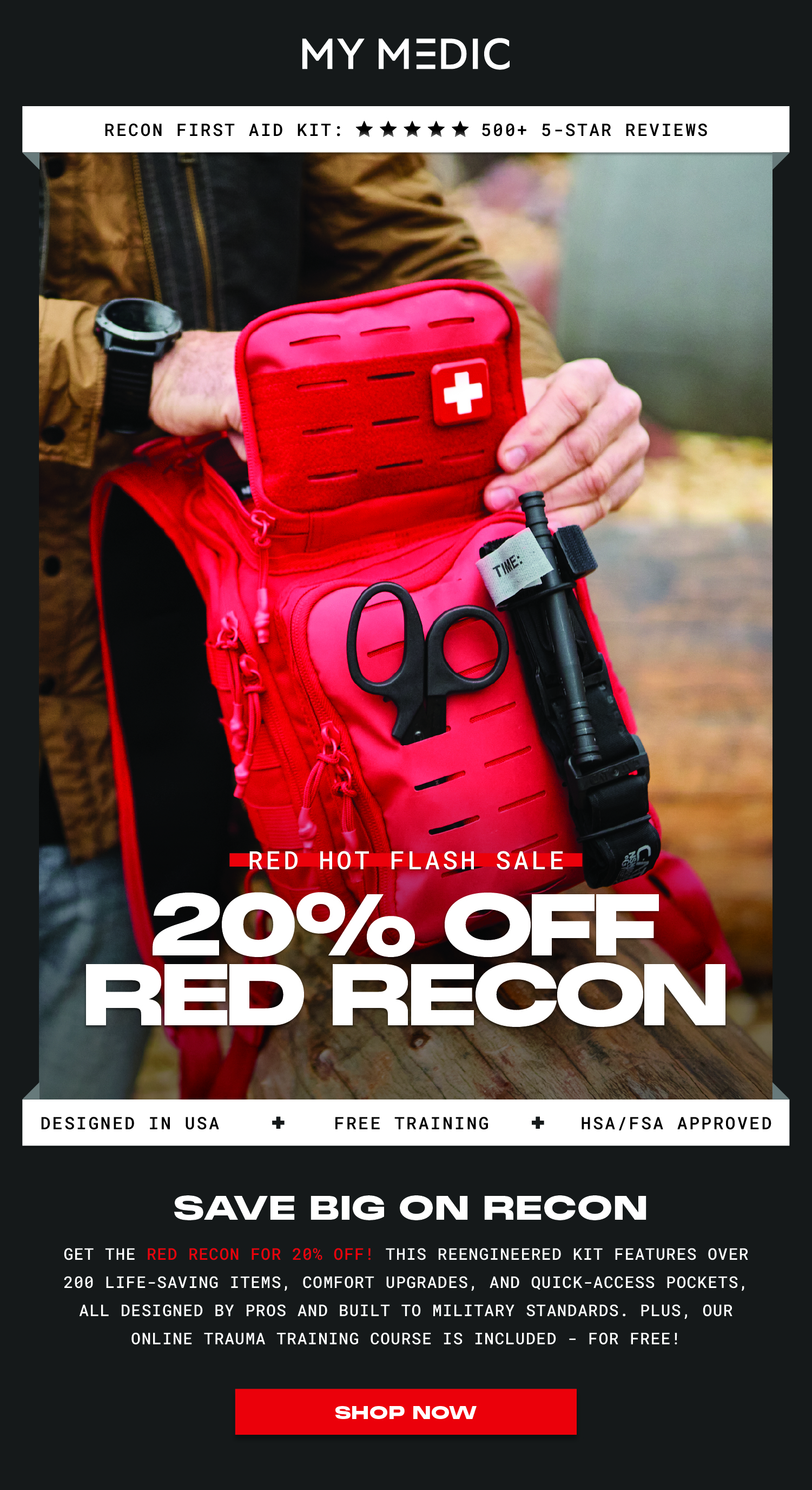 Red Hot Flash Sale - 20% off the Red Recon First Aid Kit