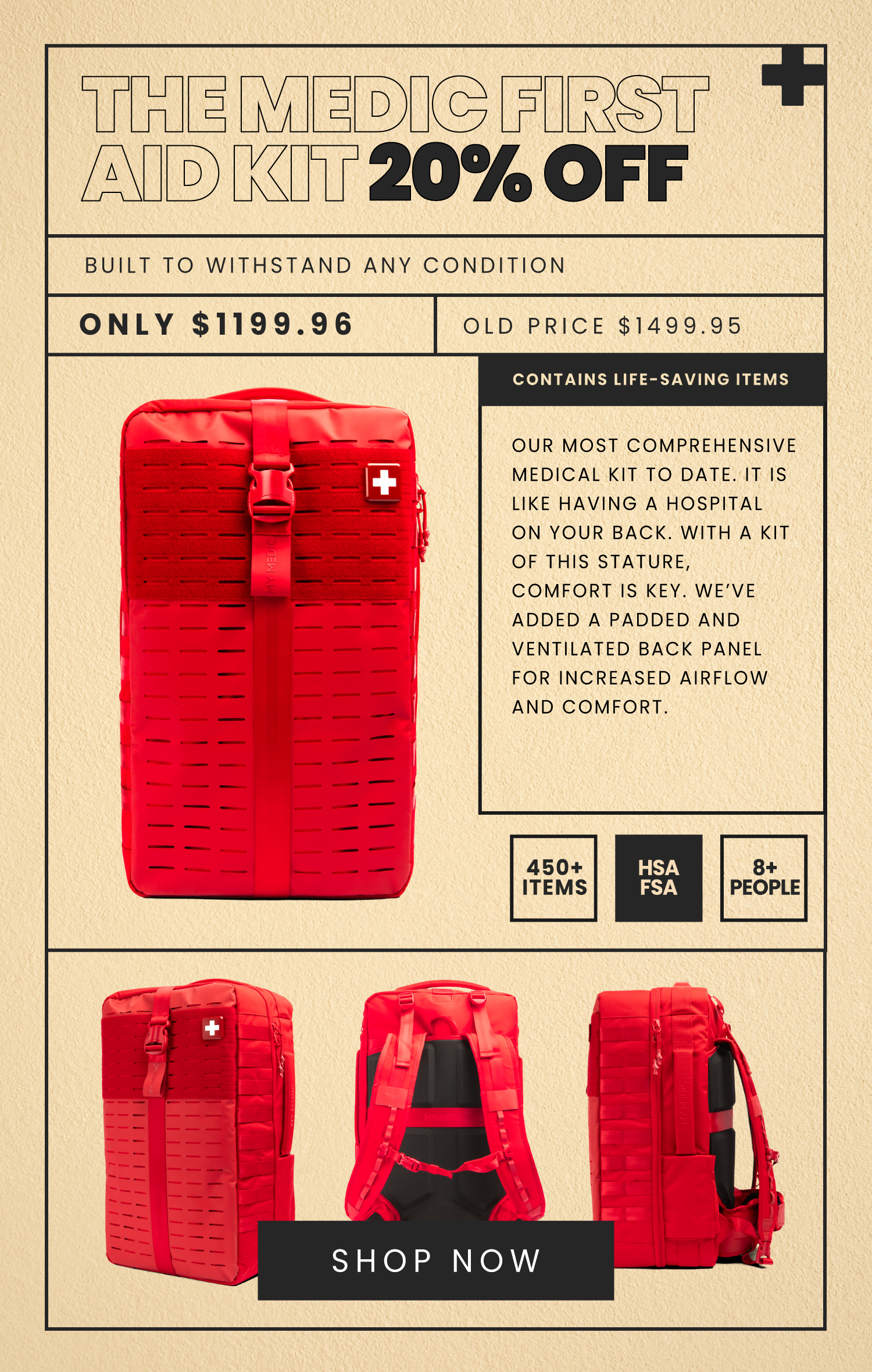 20% off the Medic First Aid Kit