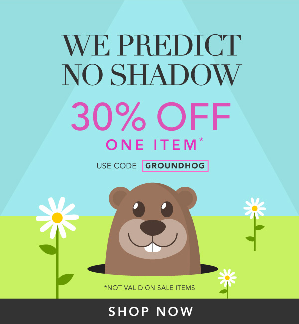 We Predict no shadow - 20% off one item - use code groundhog