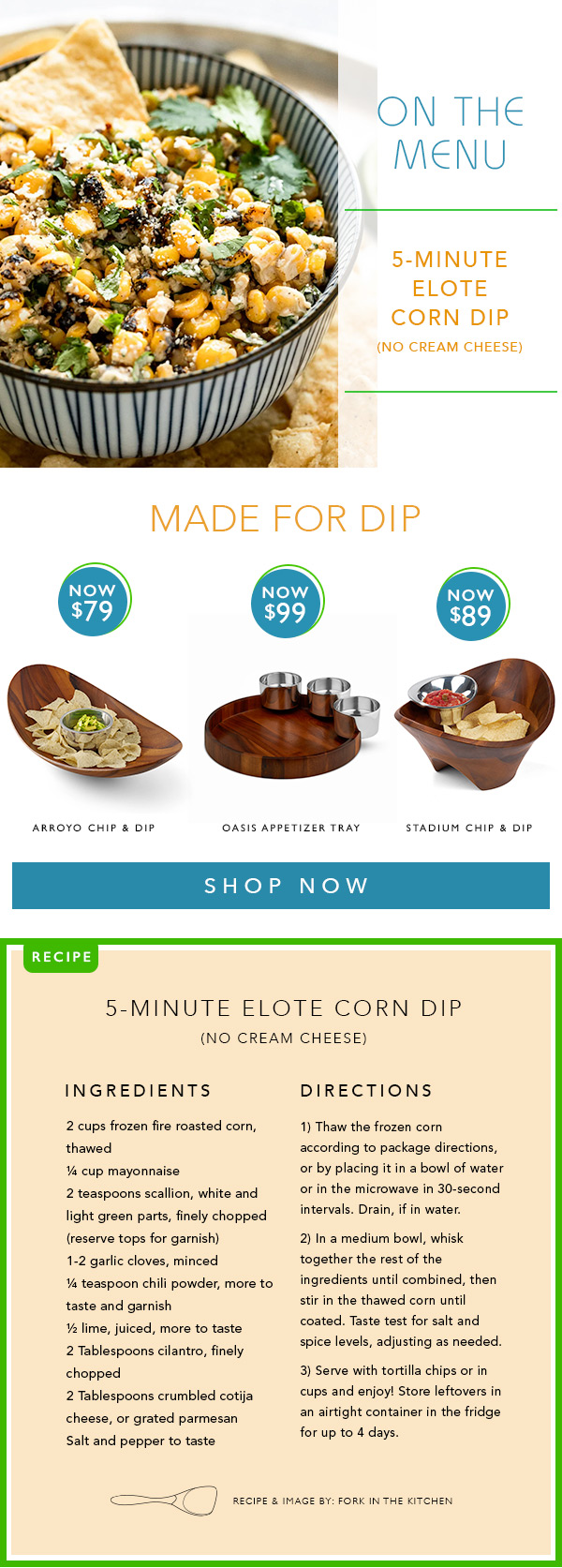 On the Menu - an elote corn dip