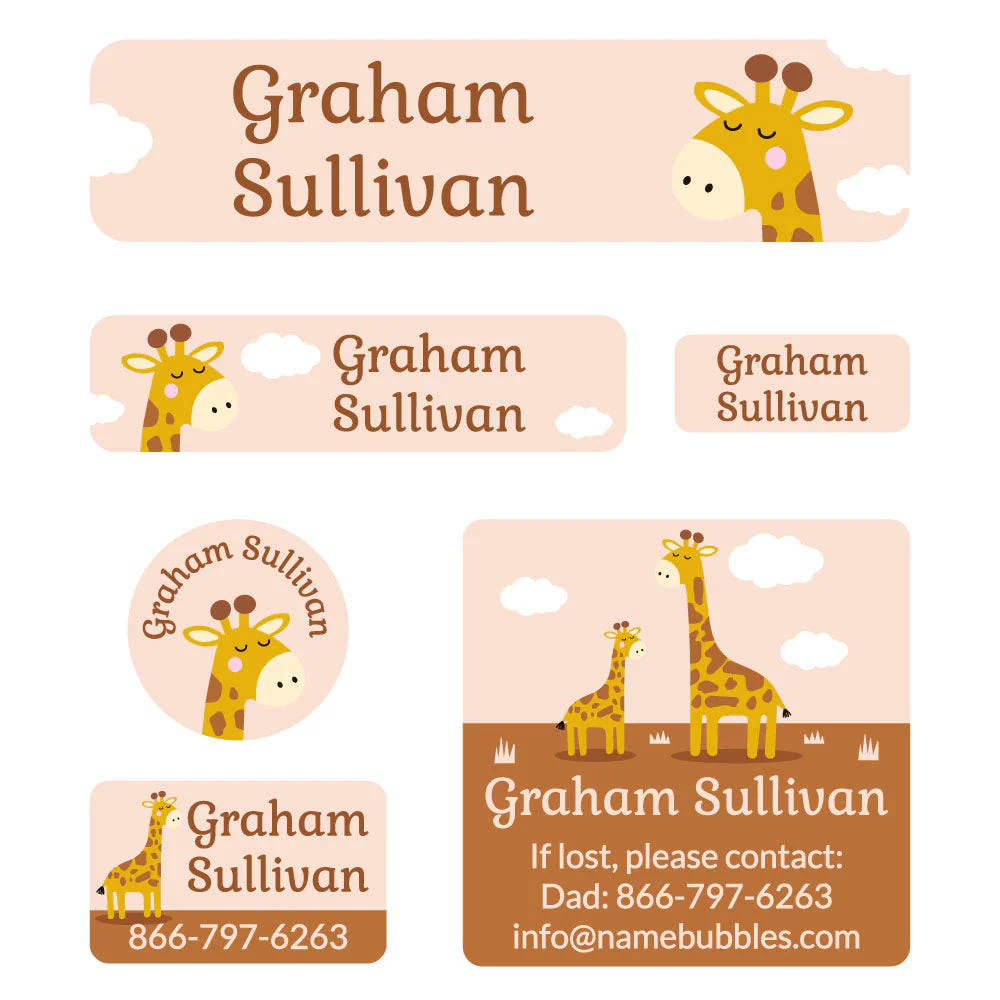 Image of Giraffe Day Camp Labels Pack