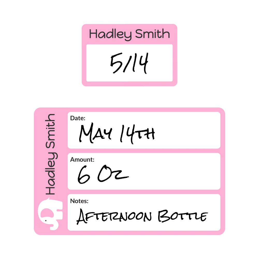 Image of Elephant Baby Bottle Date Write-On Labels