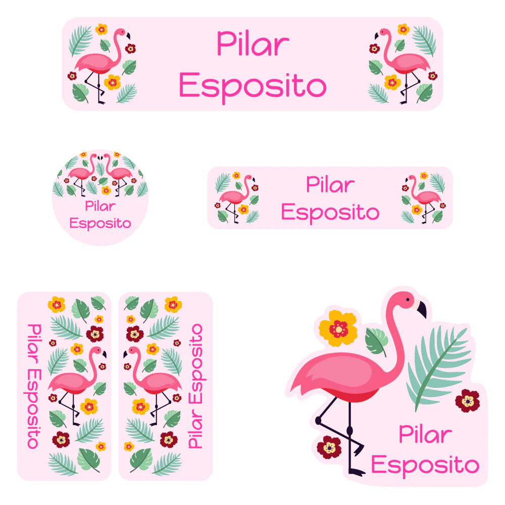 Image of Flamingo Daycare Labels Pack