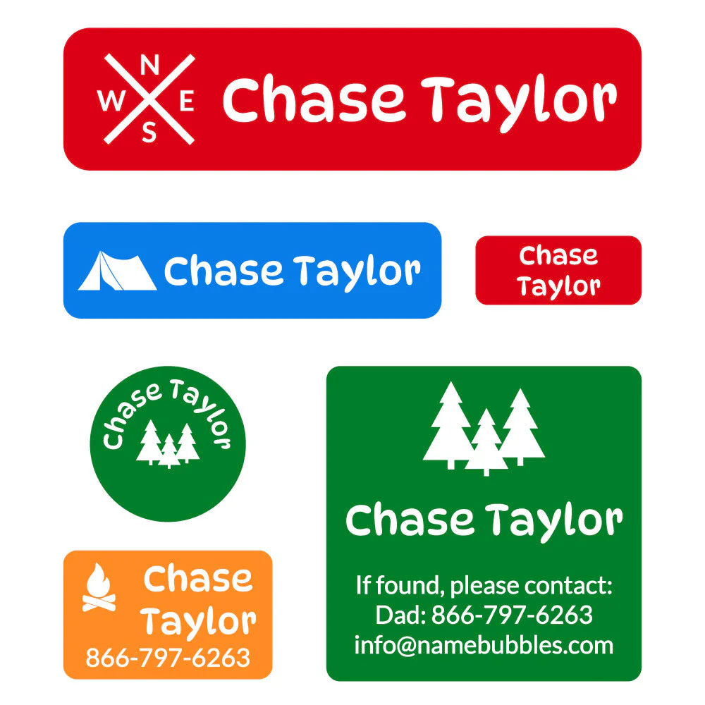 Image of Campsite Day Camp Labels Pack