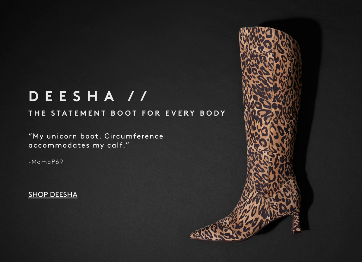 Deesha // The Statement Boot For Every Body - “My Unicorn Boot. Circumference Accommodates My Calf.” - MamaP69 | Shop Deesha