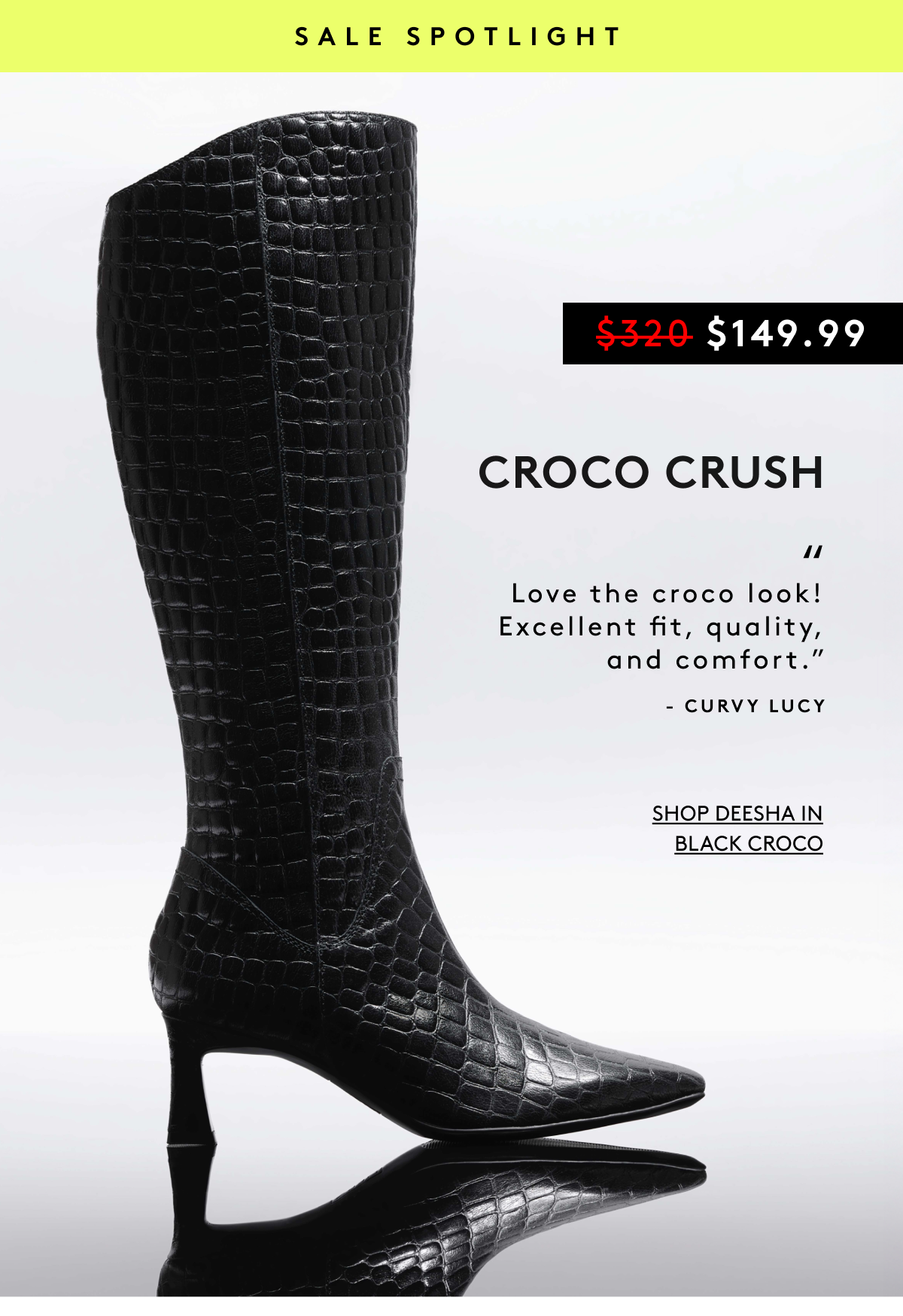 Sale Spotlight | $149.99 Croco Crush “Love The Croco Look! Excellent Fit, Quality, And Comfort.” - Curvy Lucy | Shop Deesha In Black Croco