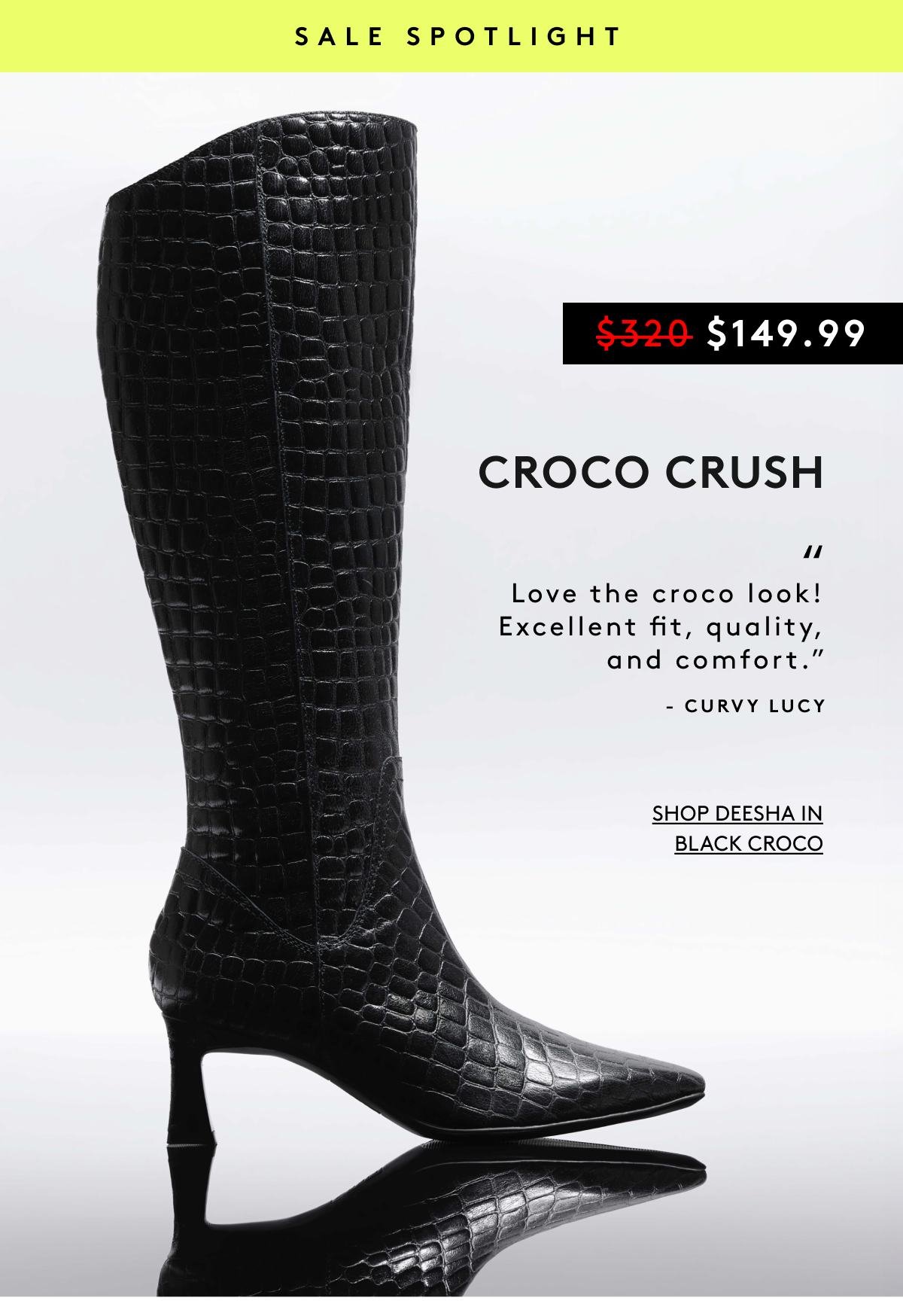 Sale Spotlight | $149.99 Croco Crush “Love The Croco Look! Excellent Fit, Quality, And Comfort.” - Curvy Lucy | Shop Deesha In Black Croco