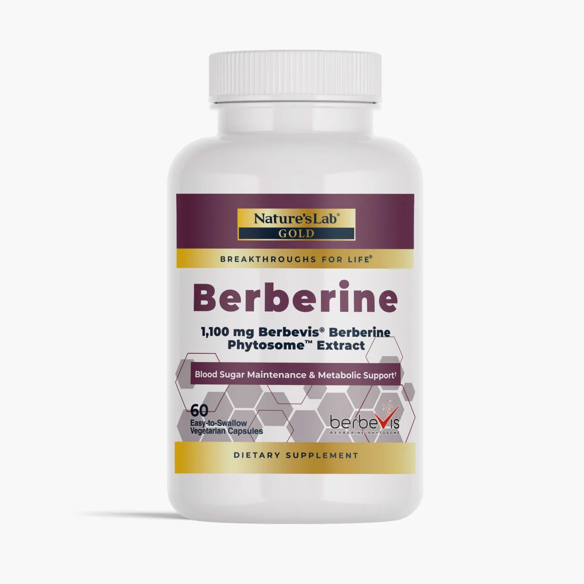 Image of Nature's Lab Gold Berbevis® Berberine Phytosome™ Extract - 60 Capsules