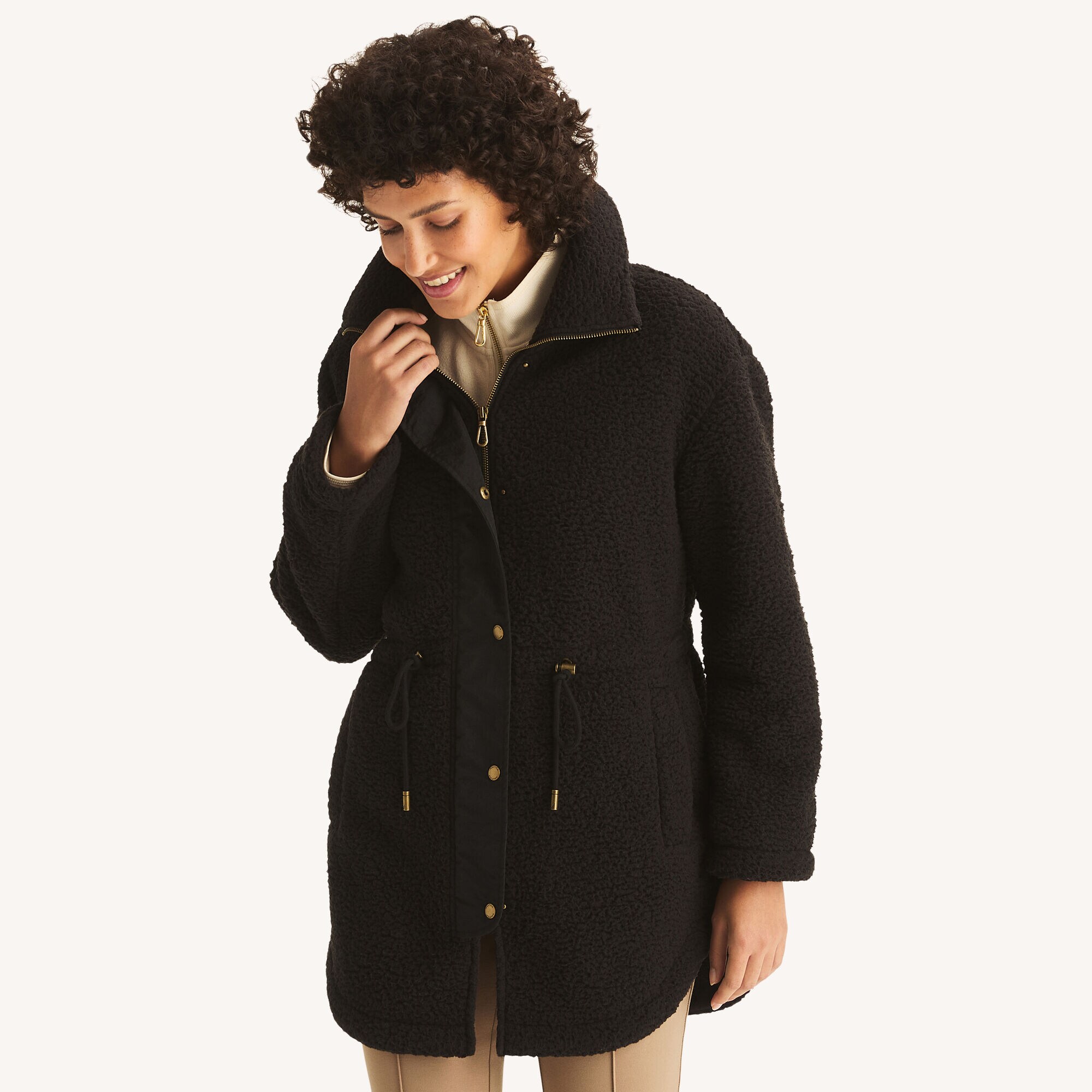 Image of Snap-Front Faux Shearling Jacket